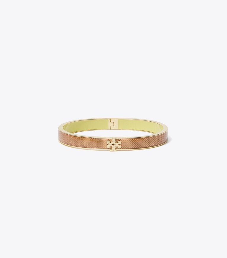 Tory Burch diseñador pulseras Pulsera esmaltada de guilloché con ícono mediano en Tory Gold / Rose frente