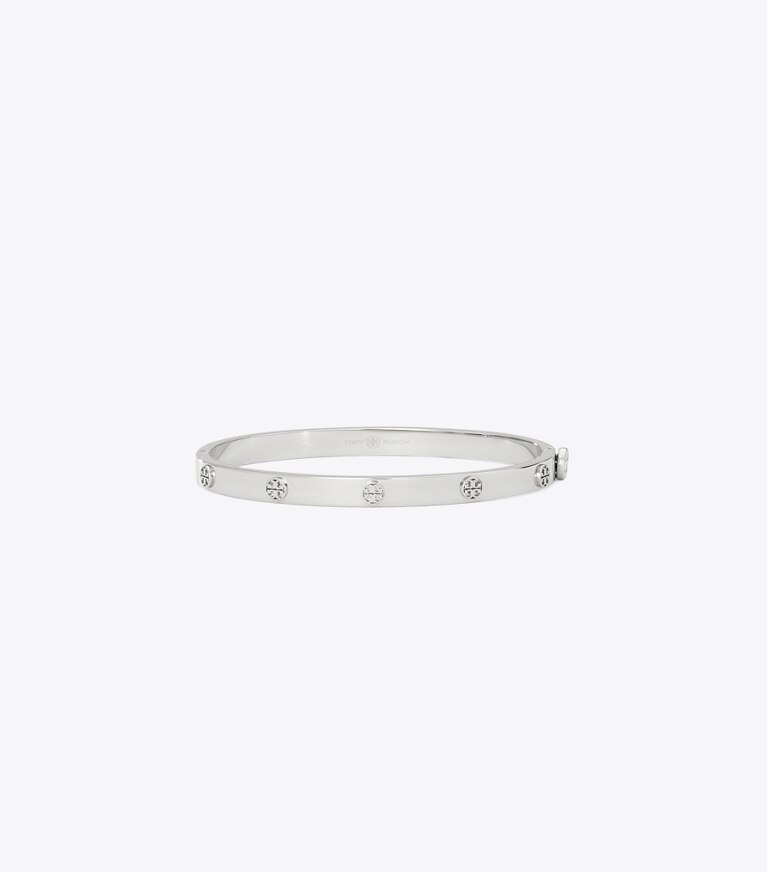 Tory Burch diseñador pulseras Pulsera fina con bisagra Icon en Tory Silver frente