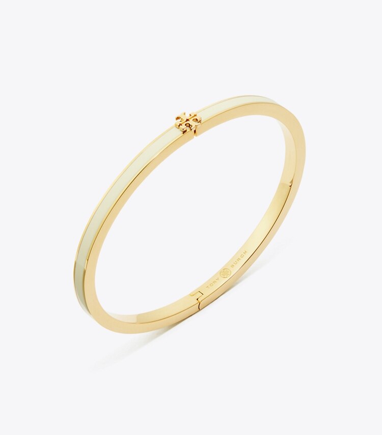 Tory Burch diseñador pulseras Pulsera fina esmaltada Icon en Tory Gold / New Ivory detalle