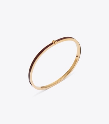 Tory Burch diseñador pulseras Pulsera fina esmaltada Icon en Tory Gold / Burgundy detalle