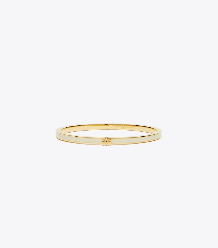 Tory Burch diseñador pulseras Pulsera fina esmaltada Icon en Tory Gold / New Ivory frente