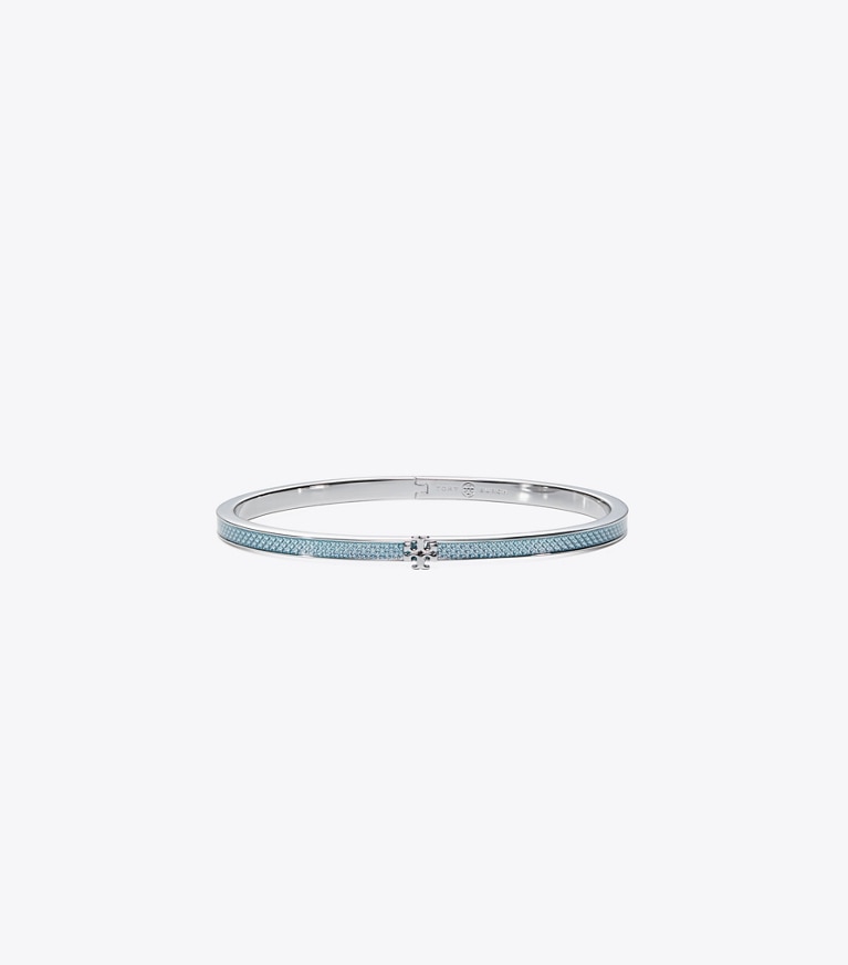 Tory Burch diseñador pulseras Pulsera fina esmaltada Icon en Tory Silver / Sky frente