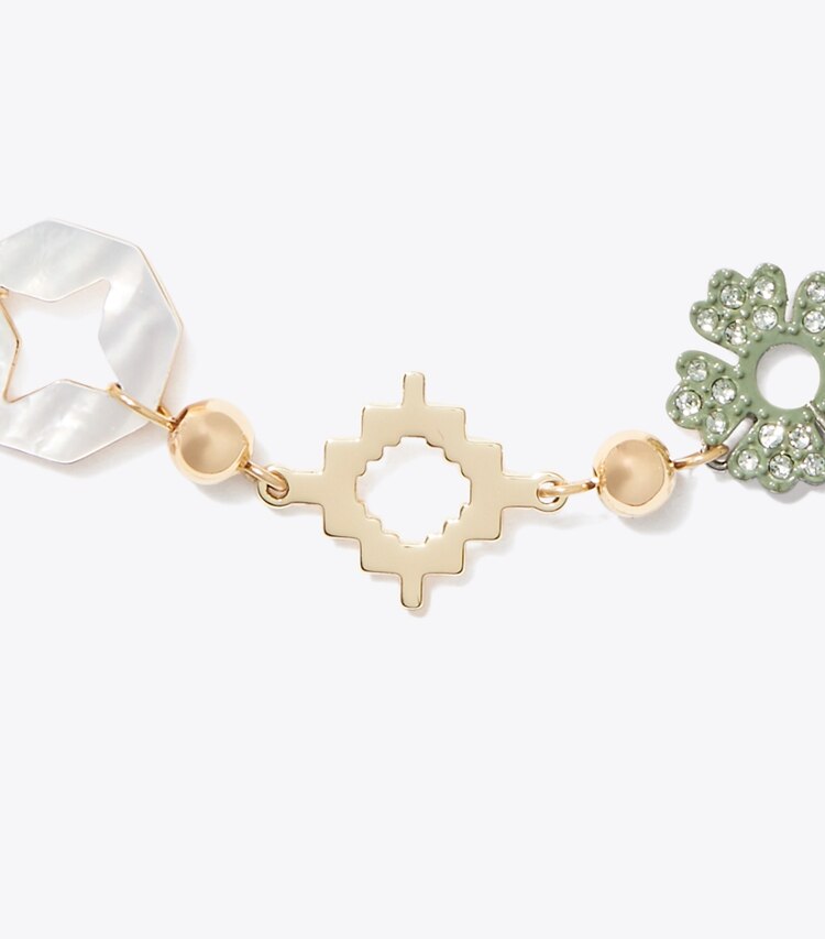 Tory Burch diseñador pulseras Pulsera Forget Me Not con pavé en Tory Gold / Multi detalle