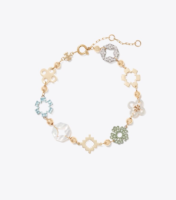 Tory Burch diseñador pulseras Pulsera Forget Me Not con pavé en Tory Gold / Multi frente