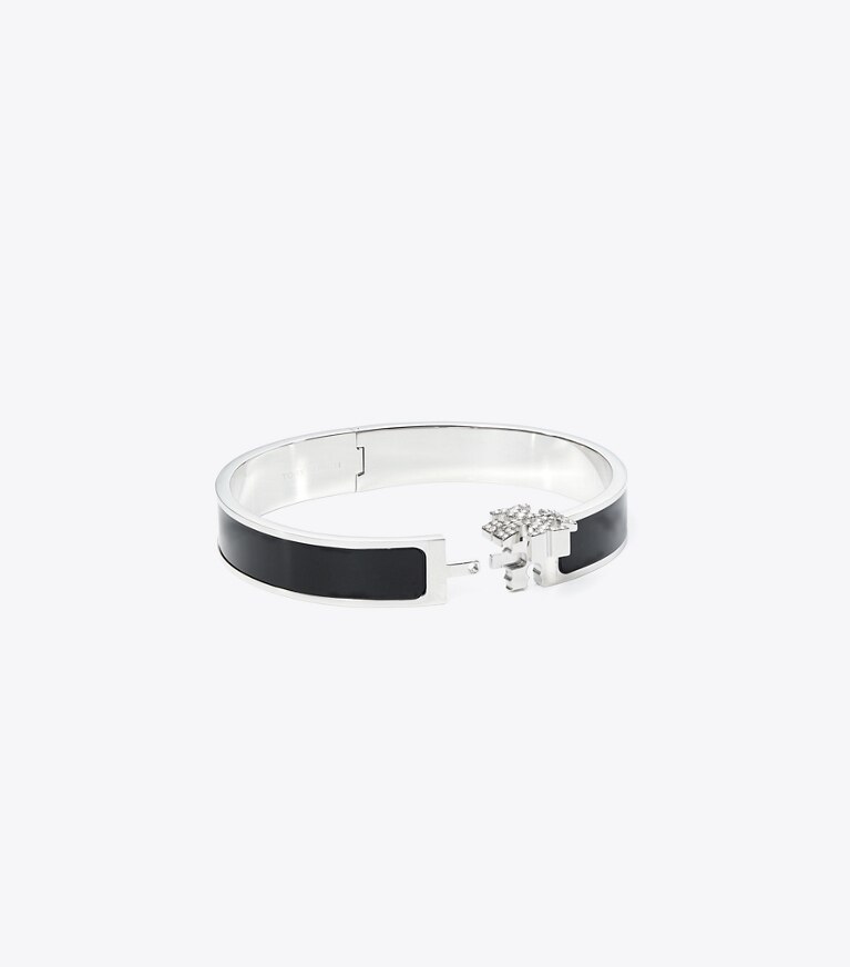 Tory Burch diseñador pulseras Pulsera Icon en Tory Silver / Black / Crystal adicional