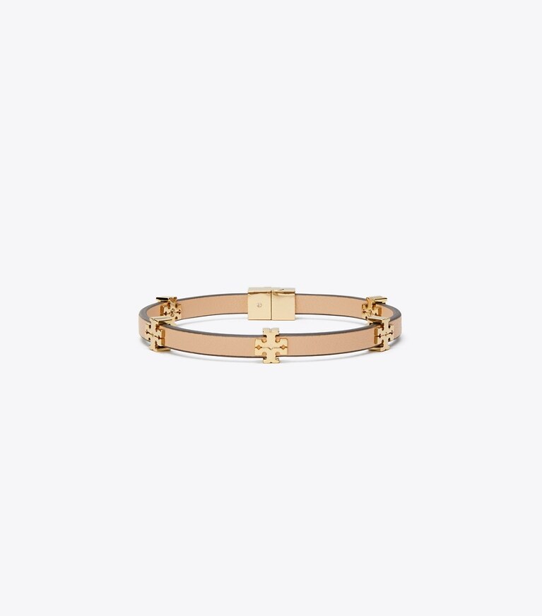 Tory Burch diseñador pulseras Pulsera Icon Bio en Tory Gold / Classic Chestnut frente