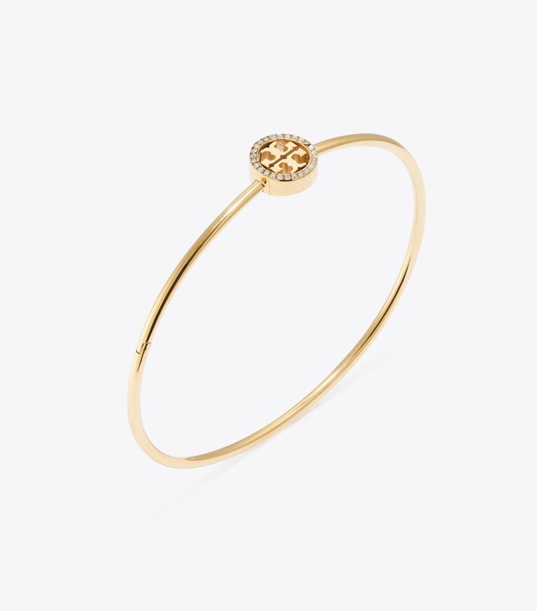 Tory Burch diseñador pulseras Pulsera Icon con bisagra y pavé en Tory Gold / Crystal detalle