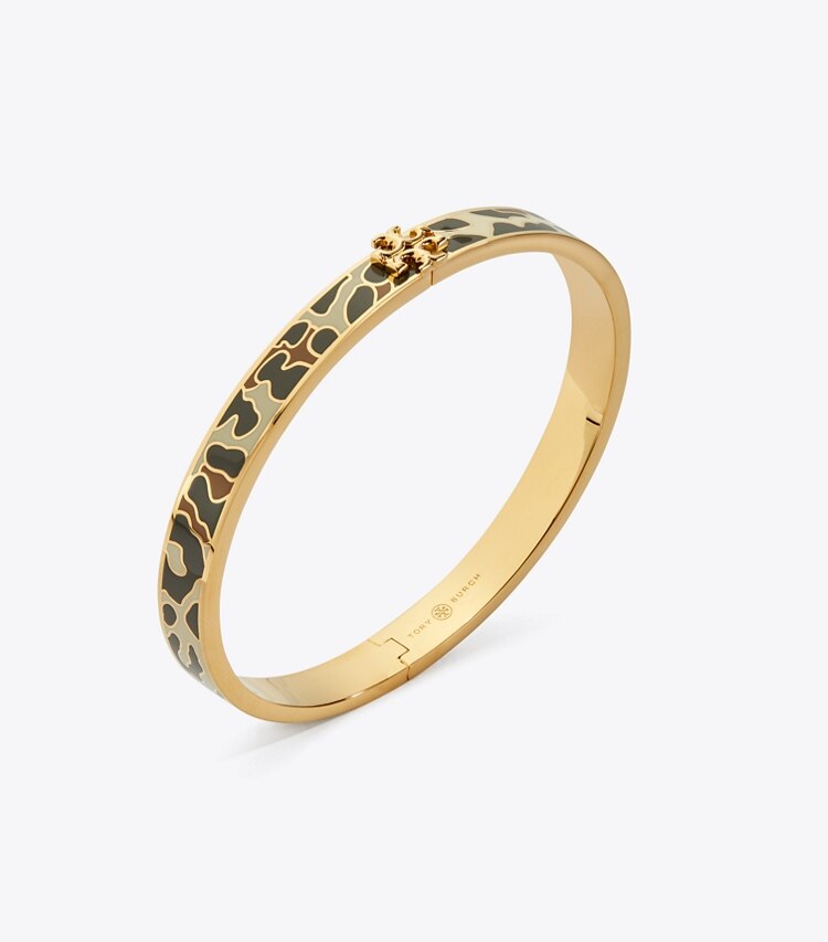 Tory Burch diseñador pulseras Pulsera Kira esmaltada de 7 mm en Tory Gold / Leopard Bronze detalle
