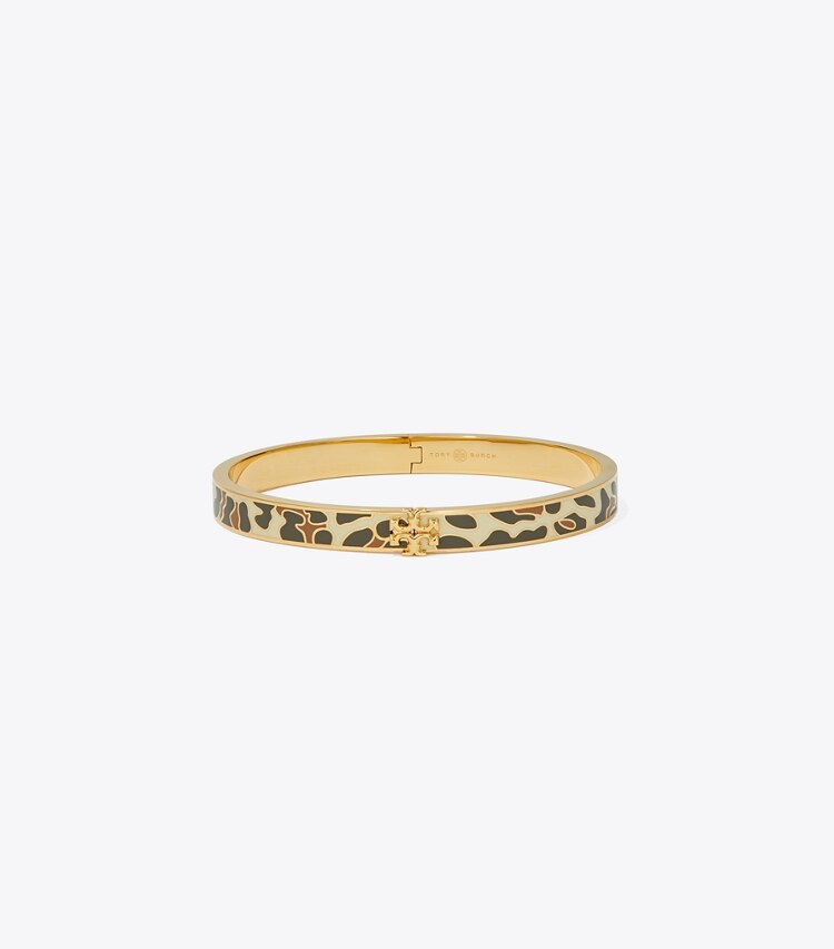 Tory Burch diseñador pulseras Pulsera Kira esmaltada de 7 mm en Tory Gold / Leopard Bronze frente