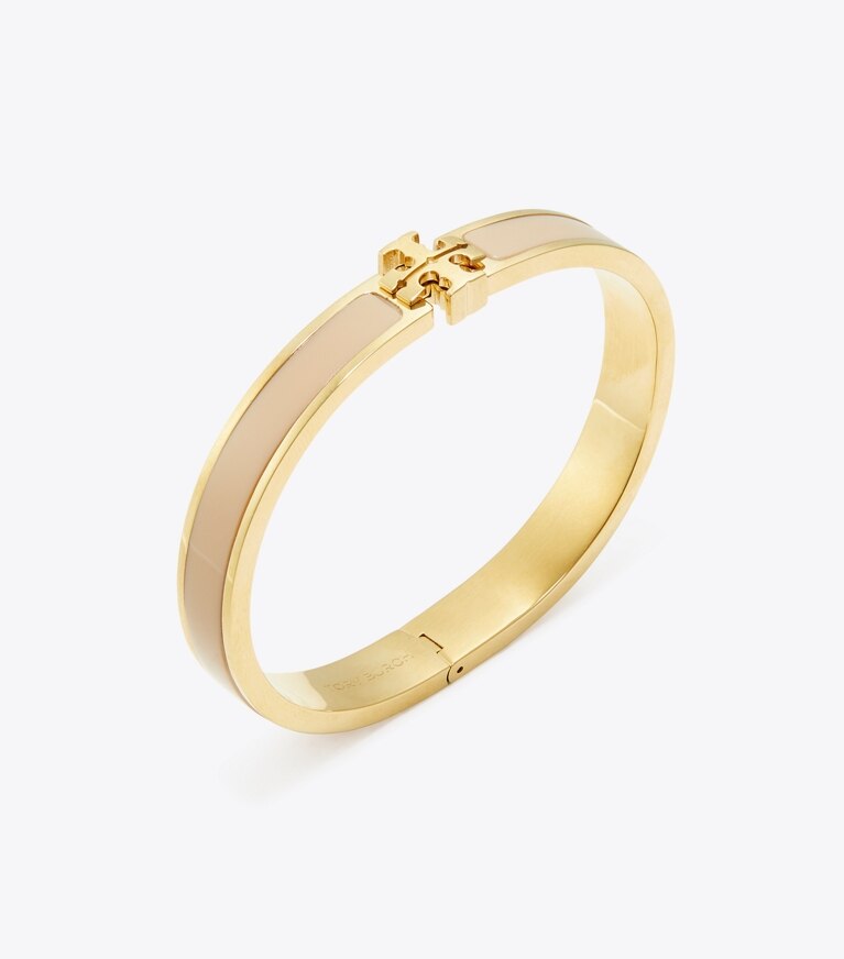 Tory Burch diseñador pulseras Pulsera mediana Icon en Tory Gold / Tan detalle