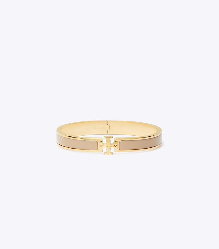 Tory Burch diseñador pulseras Pulsera mediana Icon en Tory Gold / Tan frente
