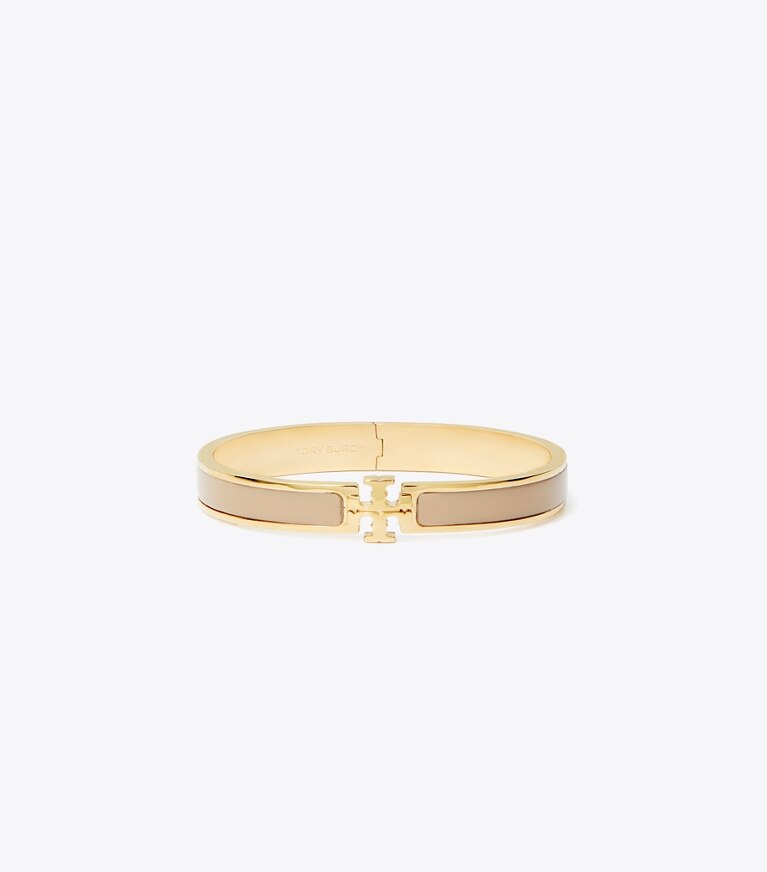 Tory Burch diseñador pulseras Pulsera mediana Icon en Tory Gold / Tan frente