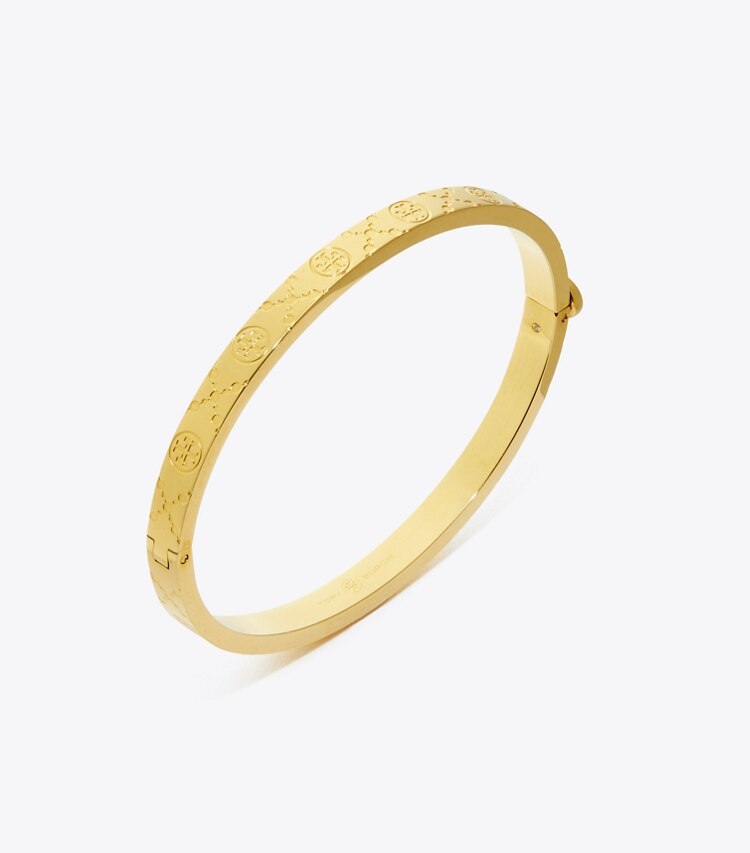 Tory Burch diseñador pulseras Pulsera rígida fina Icon con monograma de T en Tory Gold detalle