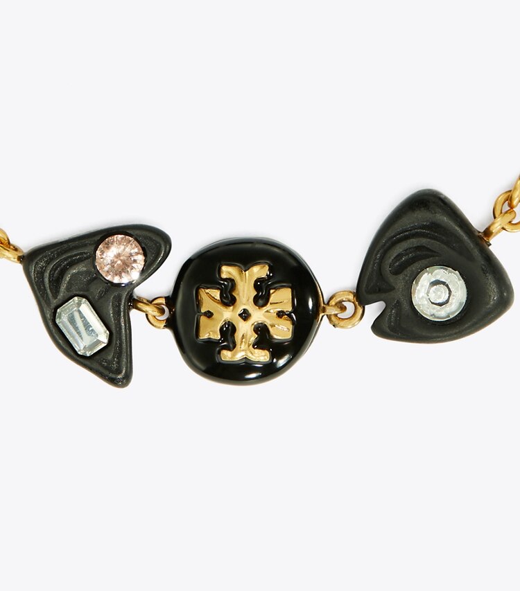 Tory Burch diseñador pulseras Pulsera Roxanne de cristal en Rolled Brass/Matte Black detalle