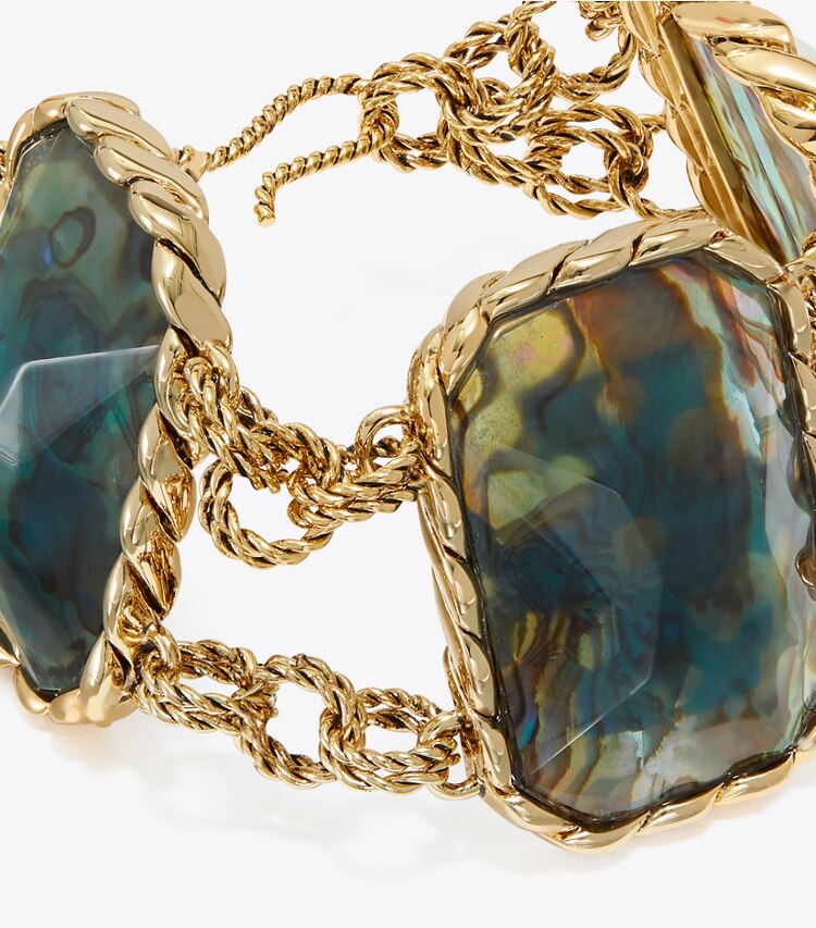 Tory Burch diseñador pulseras Pulsera Runway Swirl en GOLD / Blue detalle