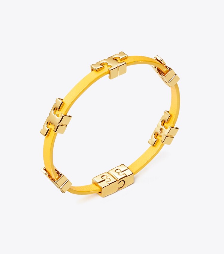 Tory Burch diseñador pulseras Pulsera Serif-T de una vuelta en Tory Gold / Lemon Drop detalle