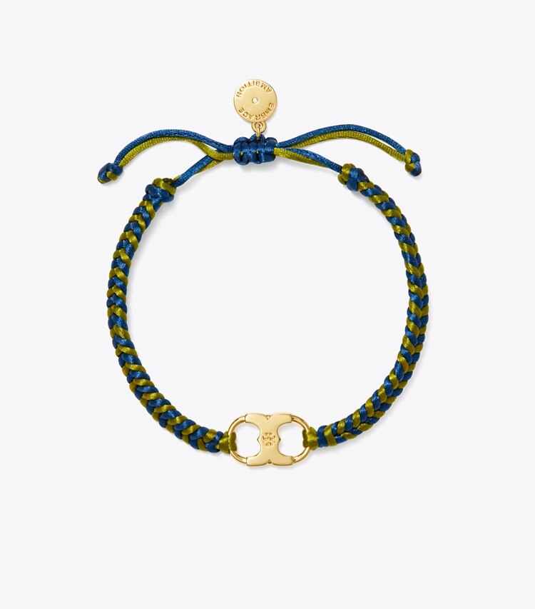 Tory Burch diseñador pulseras Pulsera tejida Embrace Ambition en Tory Gold / Tory Navy / Olive frontal