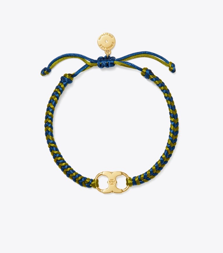 Tory Burch diseñador pulseras Pulsera tejida Embrace Ambition en Tory Gold / Tory Navy / Olive frontal