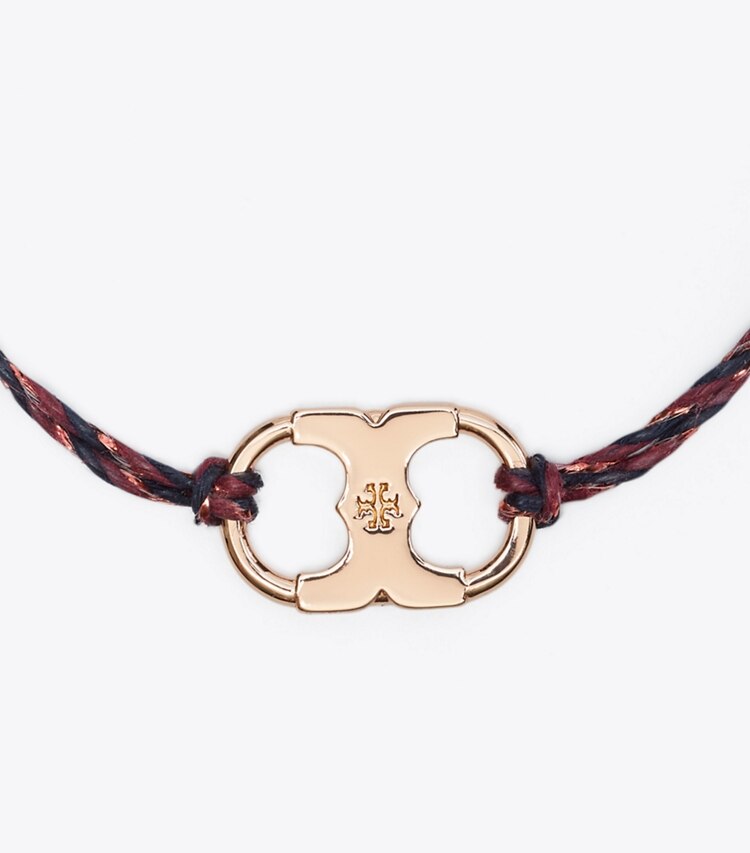 Tory Burch diseñador pulseras Pulsera trenzada Embrace Ambition en Rose Gold / Burgundy detalle
