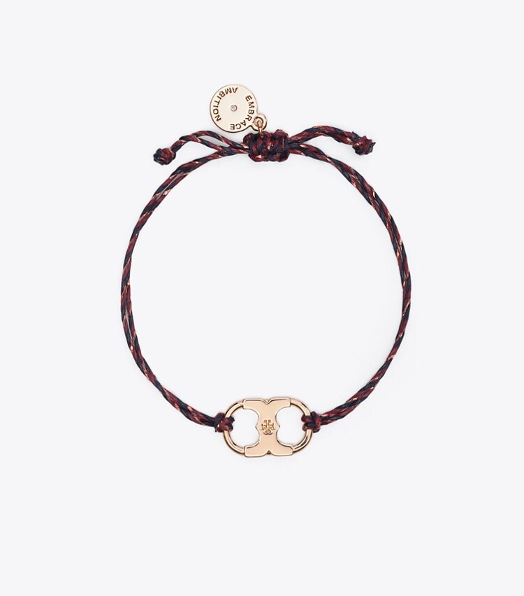 Tory Burch diseñador pulseras Pulsera trenzada Embrace Ambition en Rose Gold / Burgundy frente