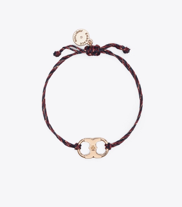 Tory Burch diseñador pulseras Pulsera trenzada Embrace Ambition en Rose Gold / Burgundy frente