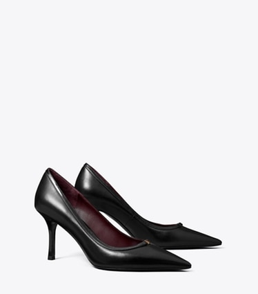 Tory Burch designer heels Pumps mit Doppel-T und Schnalle in PERFECT BLACK / PERFECT BLACK angle