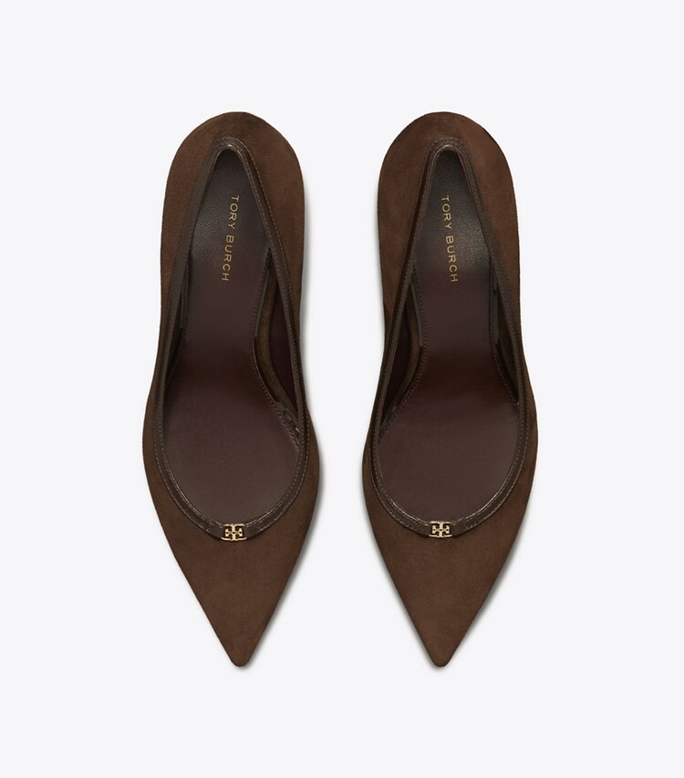 Tory Burch designer heels Pumps mit Doppel-T und Schnalle in DARK COCOA / DARK COCOA von oben