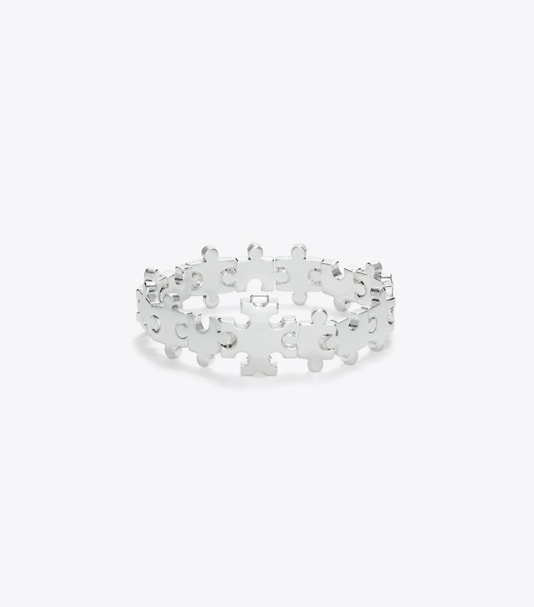 Tory Burch designer bracelets Puzzle Piece Bracelet in Light Silver front