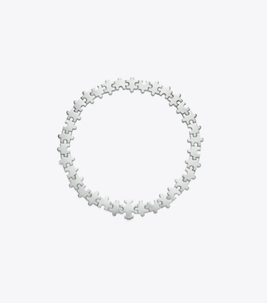 Tory Burch designer necklaces Puzzle Piece Collar in Light Silver front