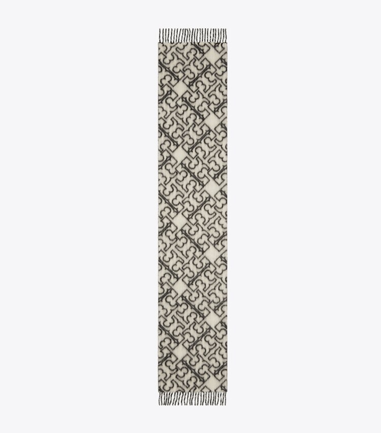 Tory Burch designer schals Puzzle Schal mit Logo in Black / Ivory von oben