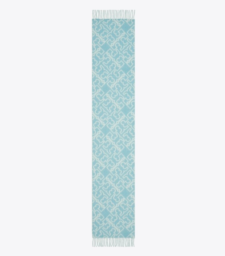 Tory Burch designer schals Puzzle Schal mit Logo in Blue / Ivory von oben