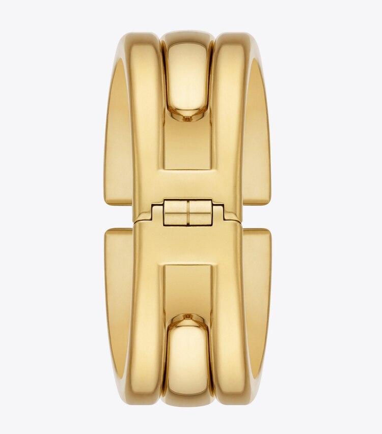 Tory Burch designer strap watches Puzzle Watch, Gold-Tone Stainless Steel, 15 x 19MM  in IVORY/GOLD back