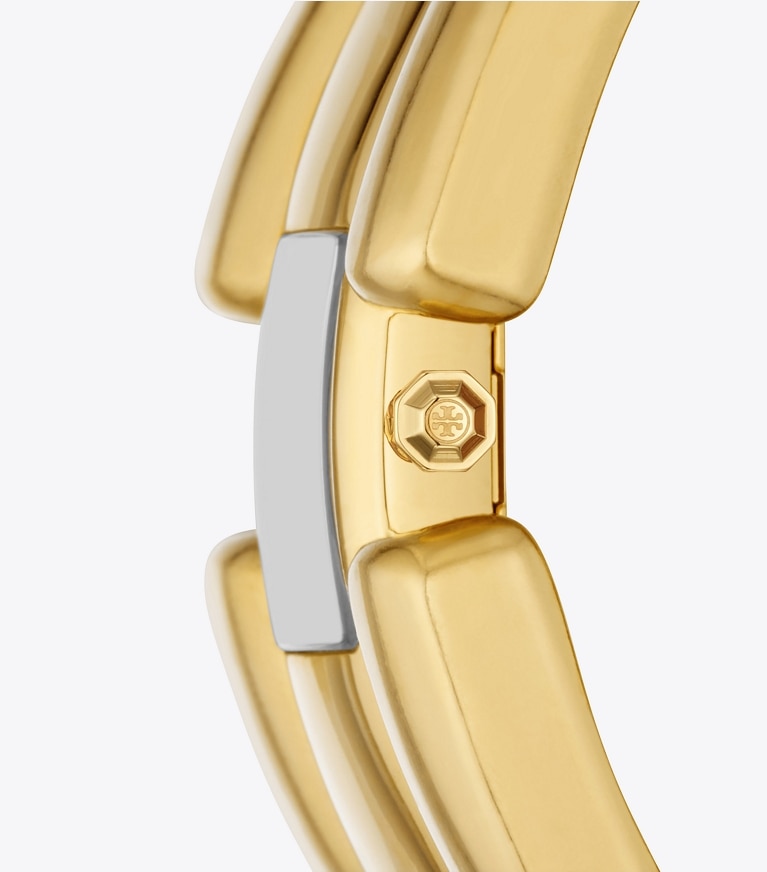 Tory Burch designer strap watches Puzzle Watch, Gold-Tone Stainless Steel, 15 x 19MM  in IVORY/GOLD front