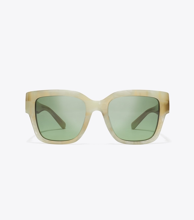 Tory Burch designer sonnenbrillen & brillen Quadratische Miller Sonnenbrille in GREEN MARBLE/GREEN GRADIENT front