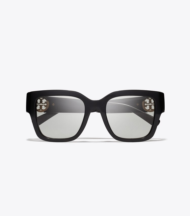 Tory Burch designer sonnenbrillen & brillen Quadratische Miller Sonnenbrille in BLACK/GRAY GRADIENT von oben