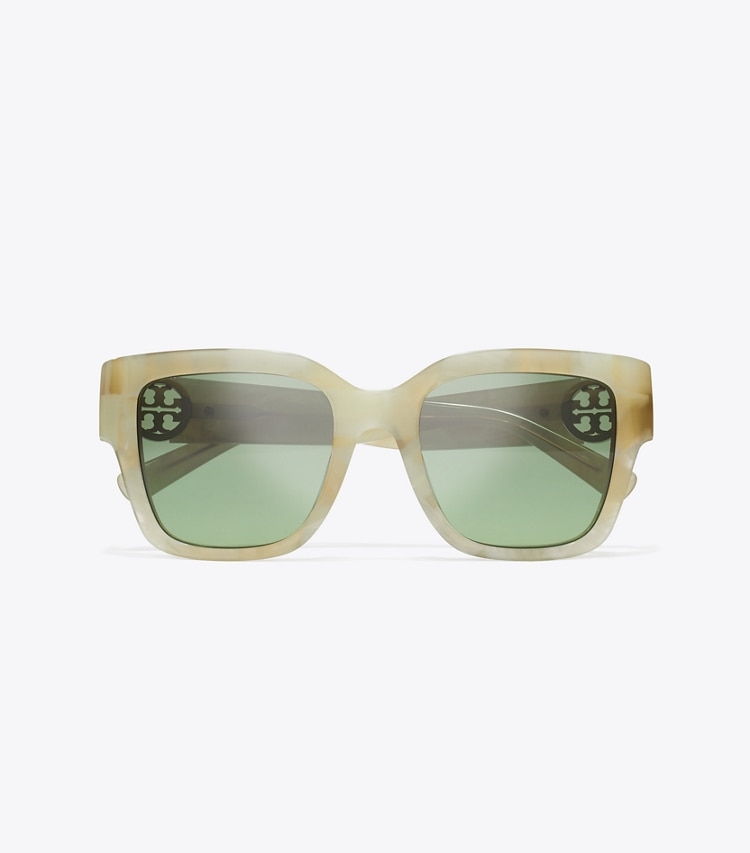 Tory Burch designer sonnenbrillen & brillen Quadratische Miller Sonnenbrille in GREEN MARBLE/GREEN GRADIENT von oben