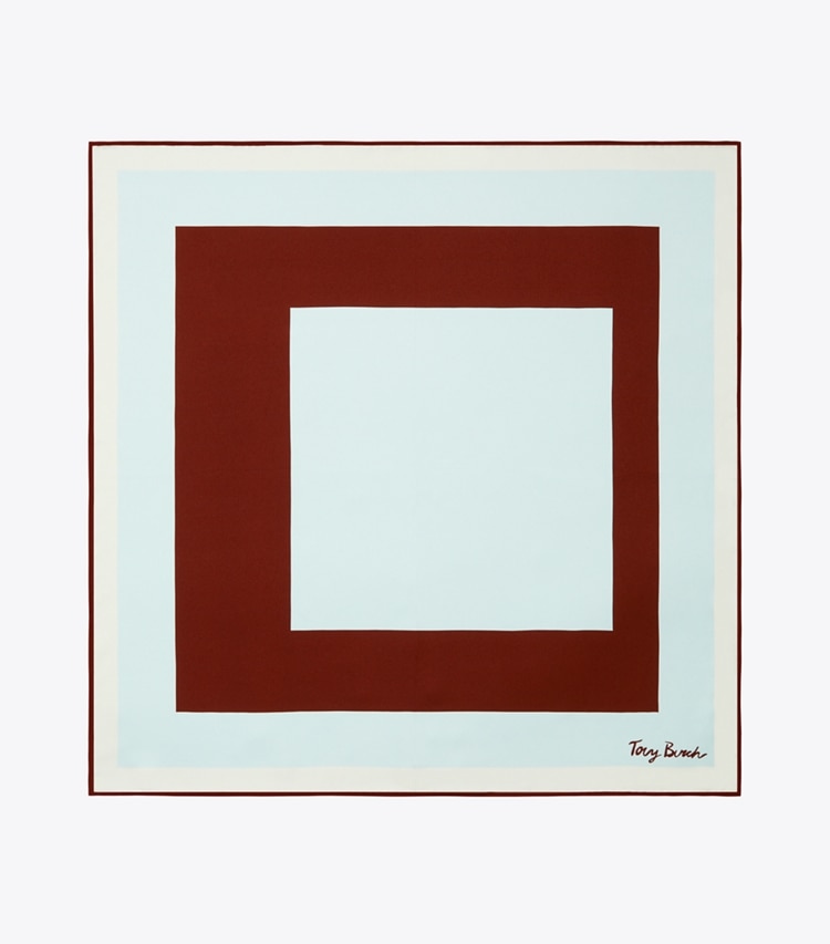 Tory Burch designer schals Quadratisches Geo Seidentaschentuch in BROWN / Blue von oben