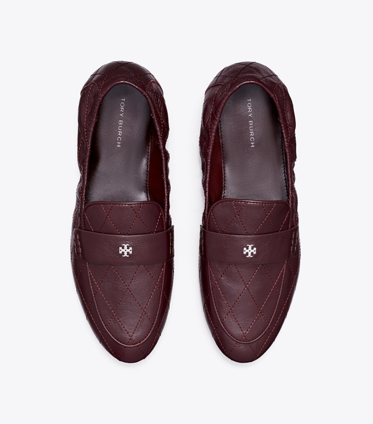 Tory Burch designer flats Quilted Ballet Loafer in DARK CARMINE overhead