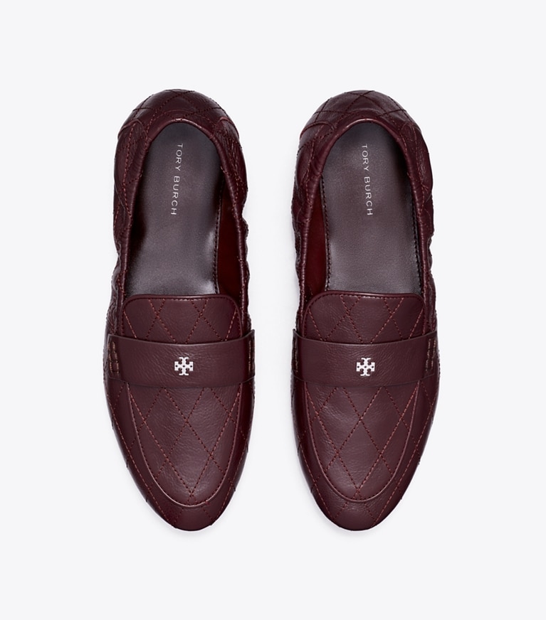 Tory Burch designer flats Quilted Ballet Loafer in DARK CARMINE overhead