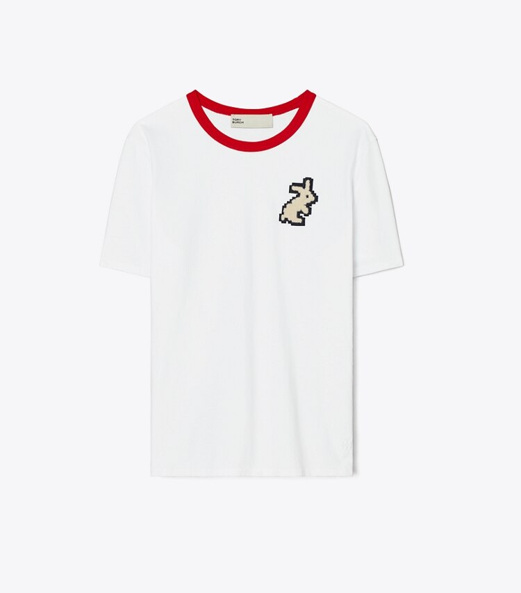 Tory Burch designer tops Rabbit Patch T-Shirt in White front