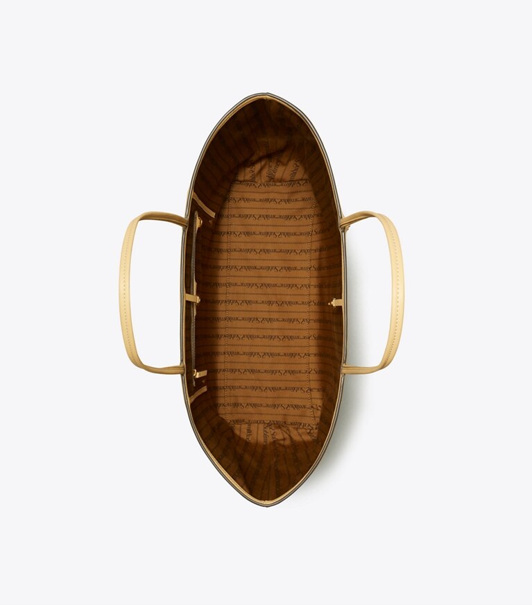 Tory Burch designer tote bags Racer Tote Bag in Tan Printed von oben