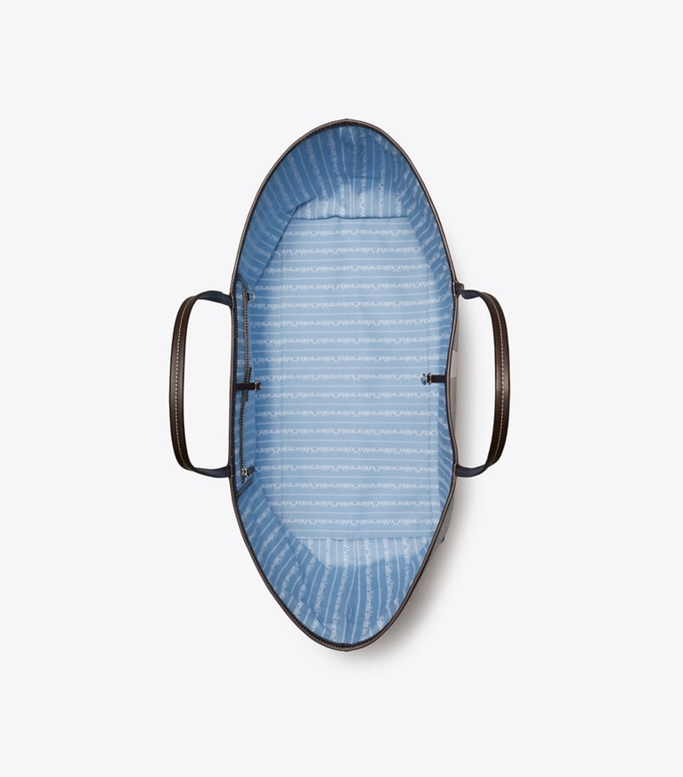 Tory Burch designer tote bags Racer XL Tote in Blue overhead