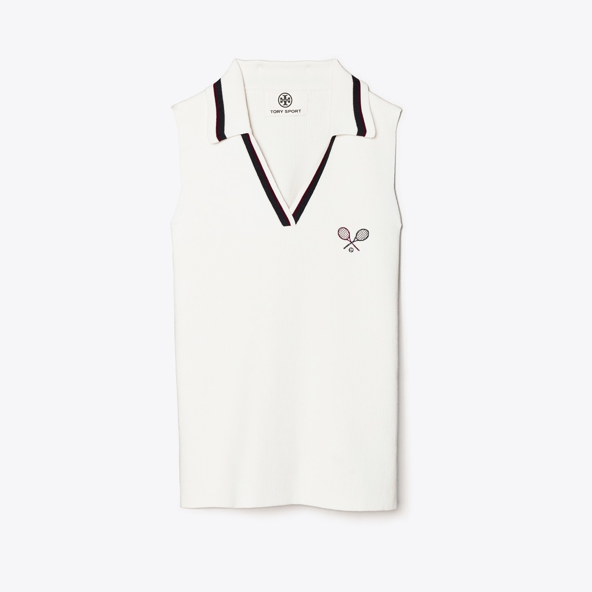 Racquet Ribbed-Knit Sleeveless Polo: Women's Designer Tops | Tory Sport