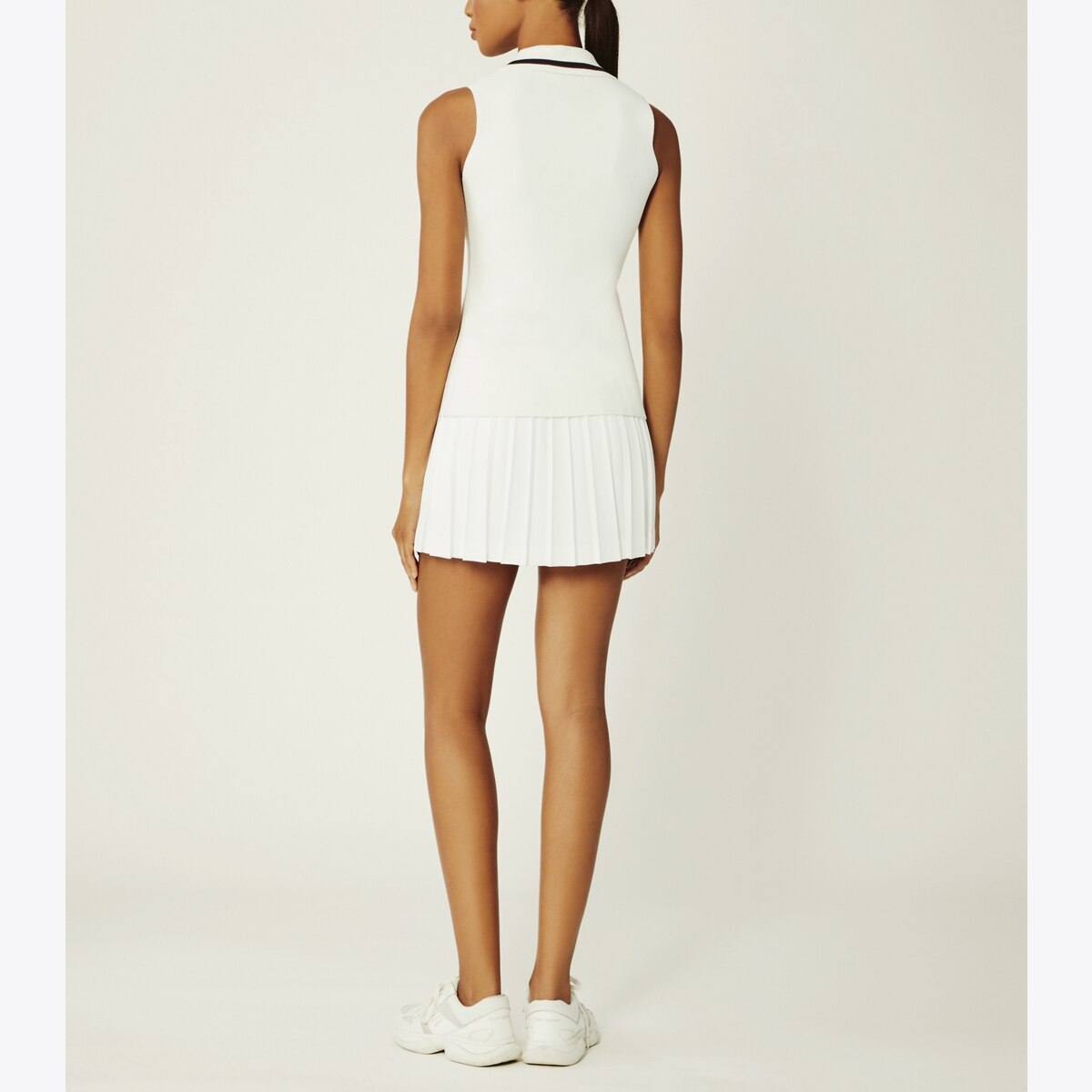 Racquet Ribbed-Knit Sleeveless Polo: Women's Designer Tops