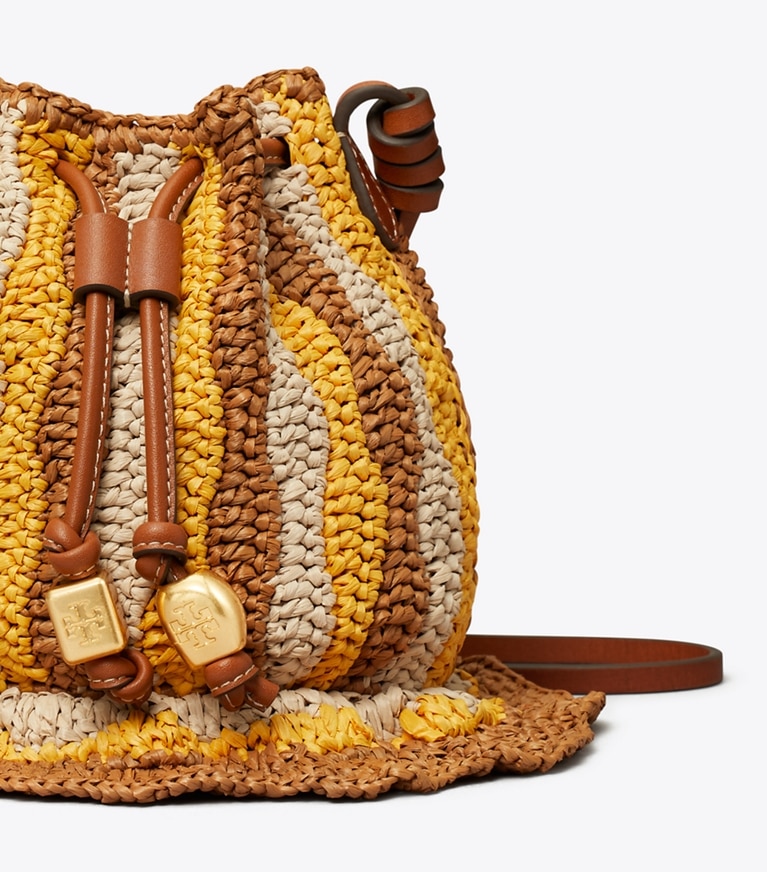 Tory Burch designer crossbody bags Raffia Mushroom Bag in Multi angle