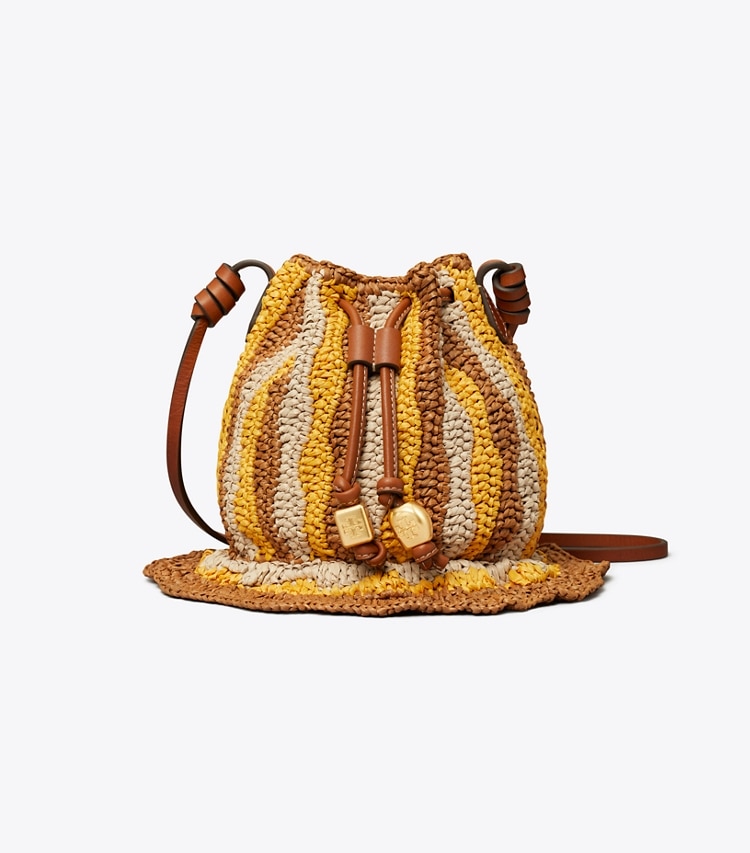Tory Burch designer crossbody bags Raffia Mushroom Bag in Multi front