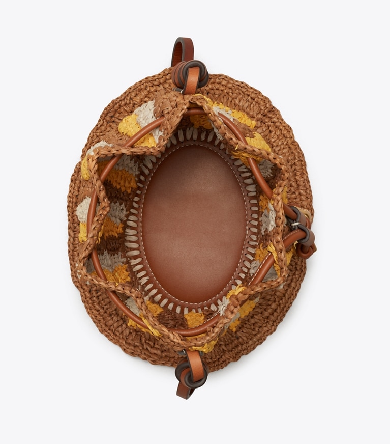Tory Burch designer crossbody bags Raffia Mushroom Bag in Multi angle