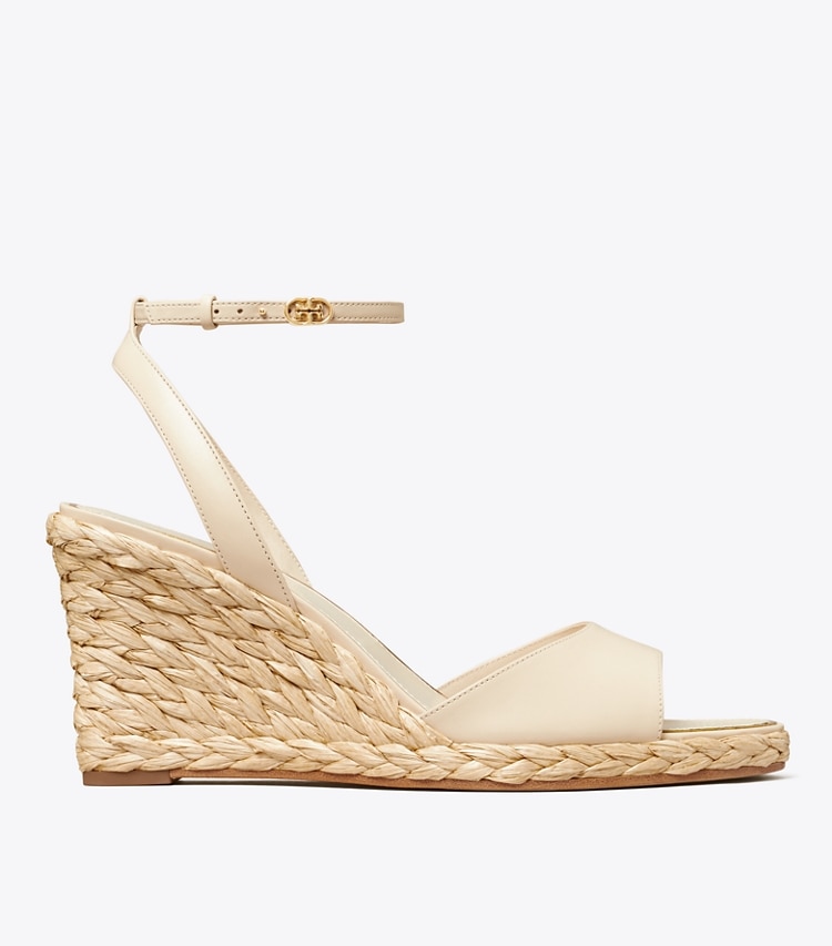 Tory Burch designer sandals Raffia Wedge Sandal in NEW CREAM side