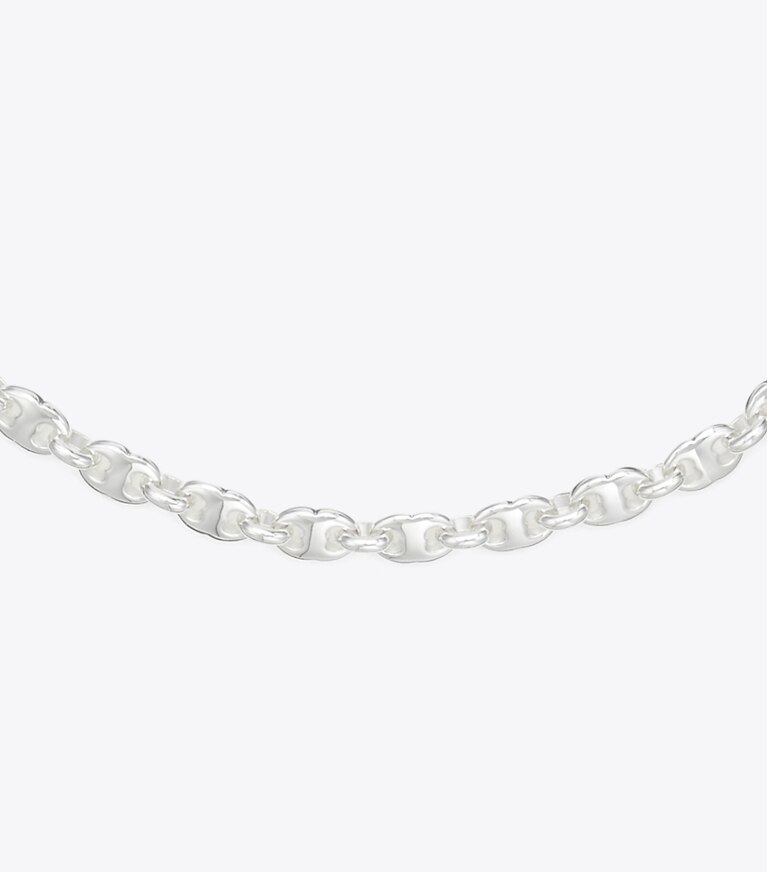 Tory Burch designer collane Raffinata collana Gemini in Light Silver front