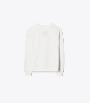Tory Burch designer セーター コットン ラグラン スウェットシャツ in Snow White front